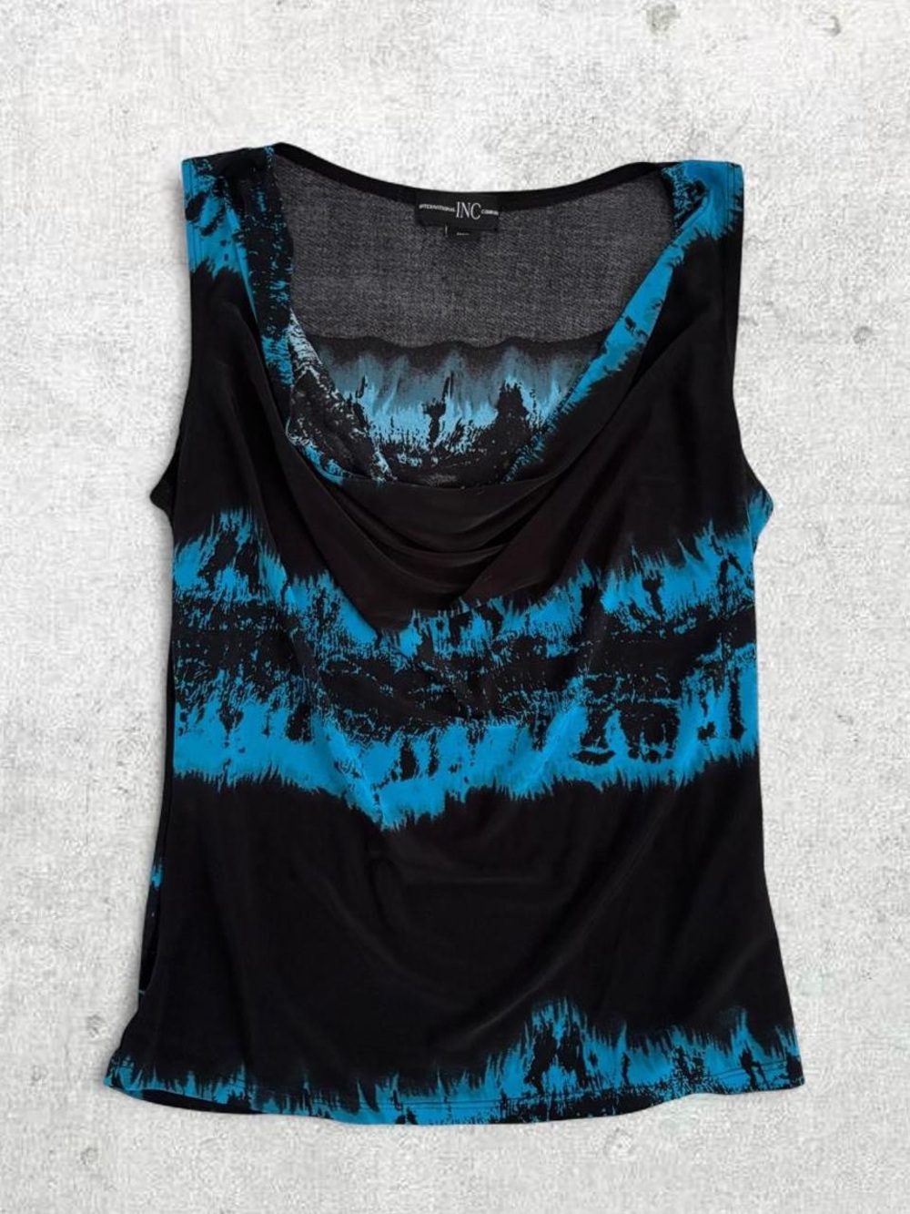 Y2K INC International Concepts Black & Blue Cowl Neck Sleeveless Top
